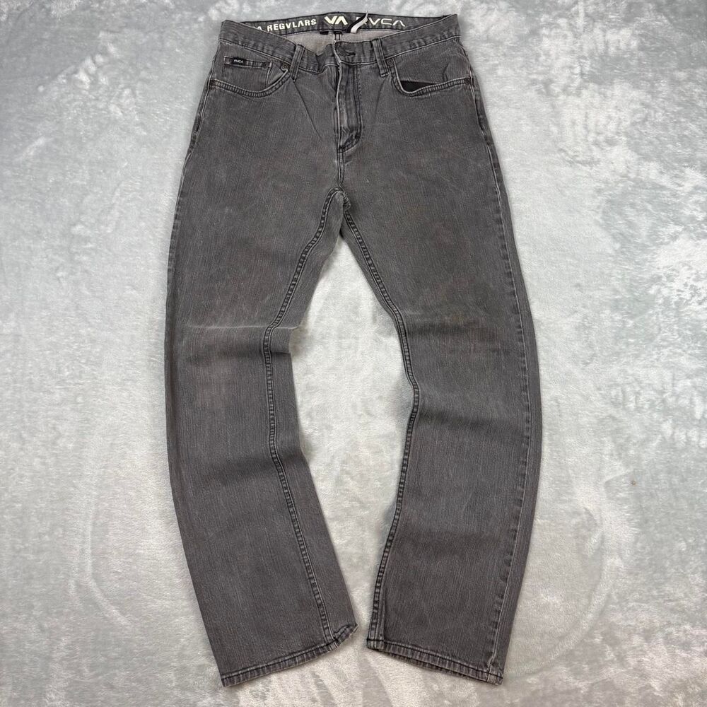 Rvca Men's Grey and Black Jeans